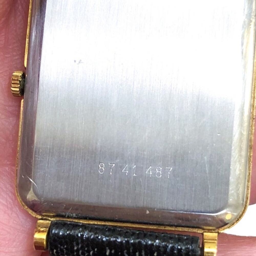 Vintage Movado Gold Square Face Black Leather Strap Watch - Picture 3 of 5